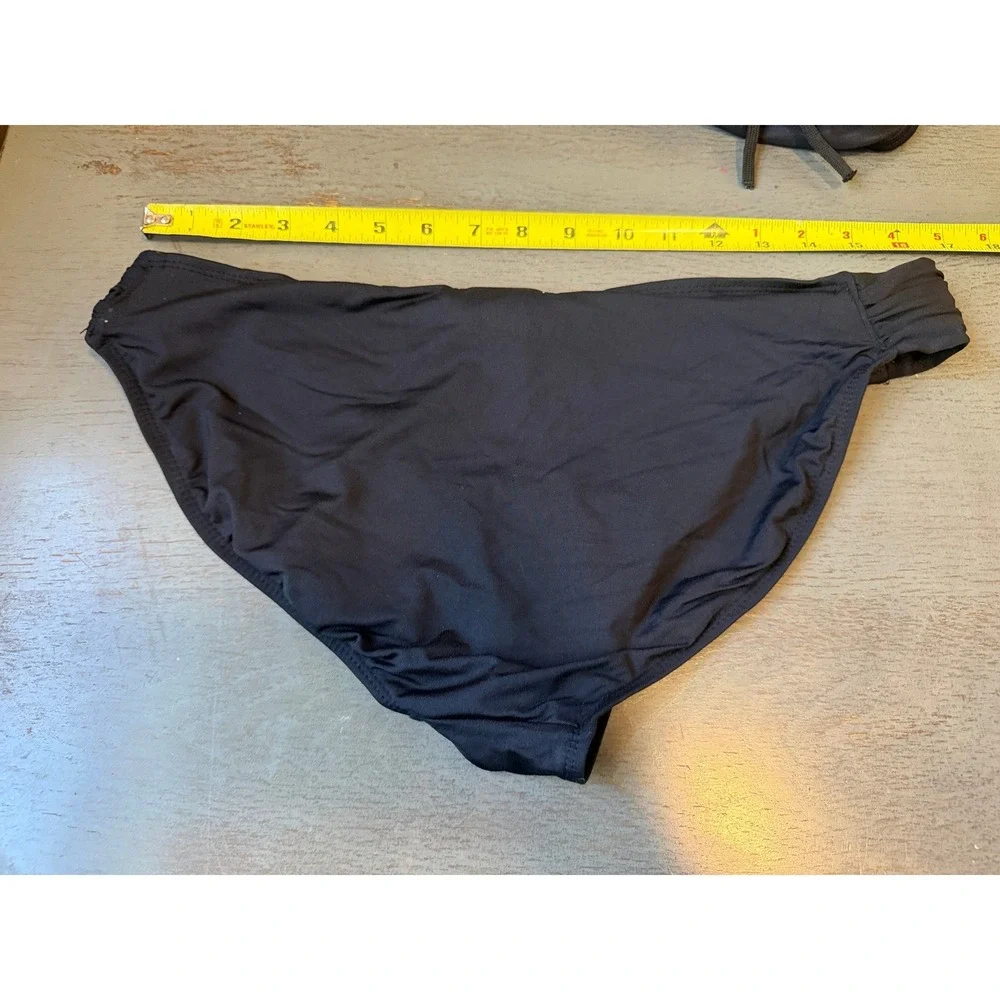 Cole of California Womens Ruched Sash Bikini Bottoms Black Size Large RN 103658